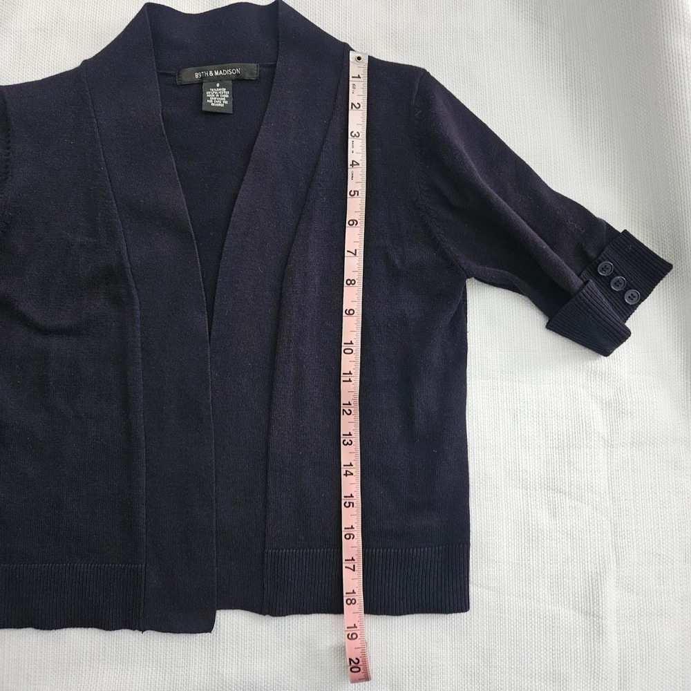 Cropped Open Front Cardigan Bolero Shrug Sweater Womens S Blue 3/4 Sleeve - Picture 6 of 6